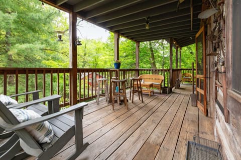 Take your morning coffee or your evening cocktail outside on the balcony overlooking the woods, the path to the lake and distant mountain views.