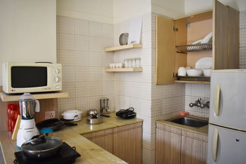 Superior Apartment, City View | Private kitchen | Fridge, microwave, toaster, cookware/dishes/utensils