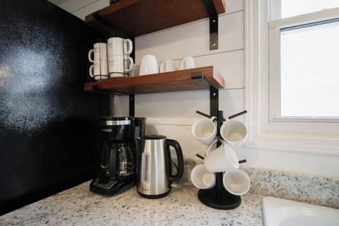 We provide a drip coffee maker, electric kettle and even tea and coffee for you!