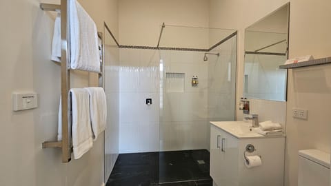 Studio, 1 King Bed, Balcony, Lake View | Bathroom | Shower, rainfall showerhead, hair dryer, towels