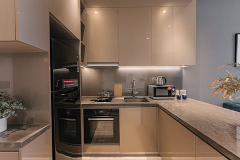 Business Suite, 1 Bedroom, Connecting Rooms, City View | Private kitchen | Full-size fridge, microwave, oven, stovetop