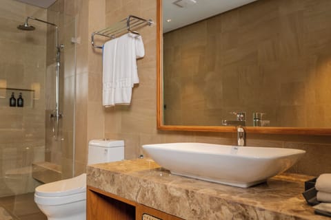 Junior Suite | Bathroom | Shower, rainfall showerhead, free toiletries, hair dryer