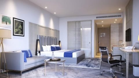 Luxury Suite, Balcony, City View | In-room safe, desk, laptop workspace, blackout drapes