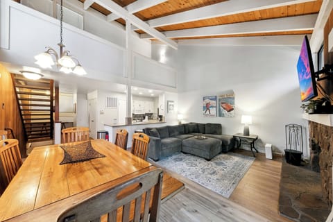 Vaulted ceilings with a loft overlooking the living room