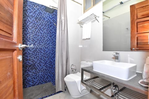 Deluxe Twin Room | Bathroom | Shower, rainfall showerhead, hair dryer, slippers