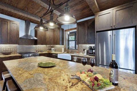 Stainless steel amenities.