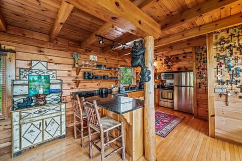 The kitchen is located on the main level, conveniently next to the living room.