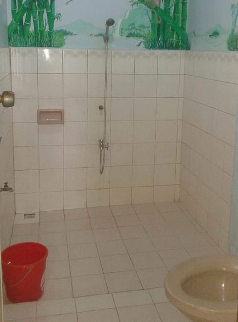 Basic Room, Multiple Beds, Balcony, Partial Sea View | Bathroom | Shower, rainfall showerhead, bidet, towels