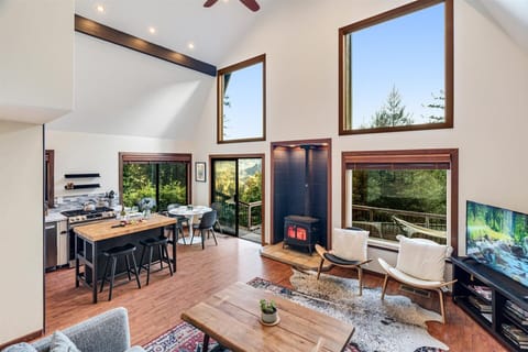 Opens to dining and kitchen area