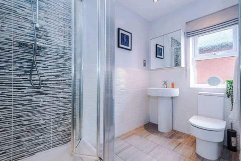 The Showers are stocked with, conditioner, soap, shampoo and body wash.