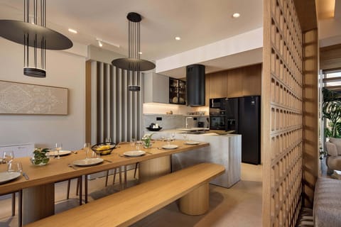 The living-cum-dining area has everything you will need.