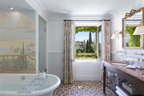 Hair dryer, bathrobes, slippers, towels