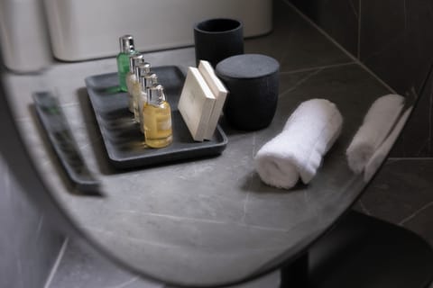 Grand suite without balcony , city view | Bathroom | Shower, designer toiletries, hair dryer, bathrobes