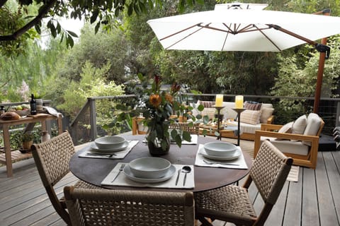 Lunch or dinner is served! Enjoy a meal on the deck to make your stay just right