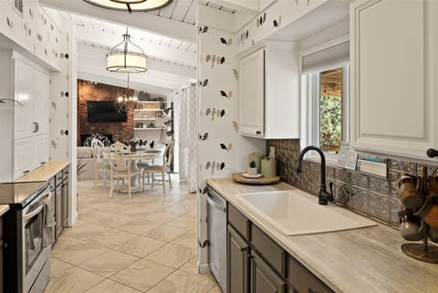 View from kitchen to living area