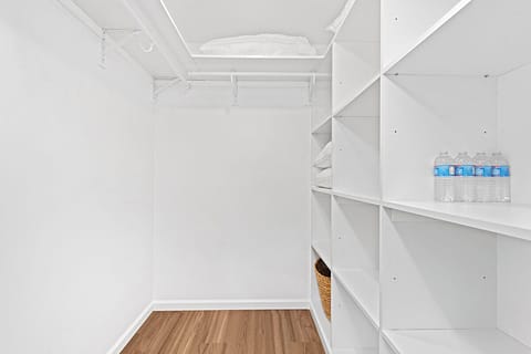 Large walk in closets in both bedrooms- hangers provided! Iron and ironing board