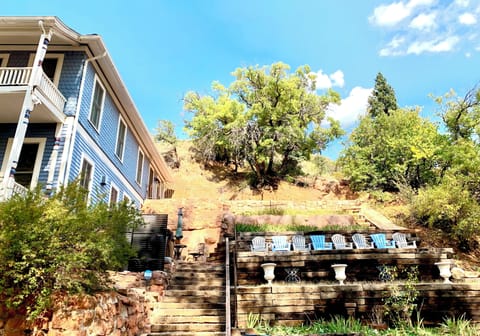 Front entry area with new hot tub and new railing.