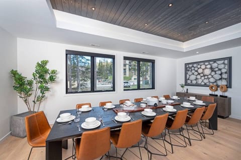 Enjoy a memorable meal at the Restoration Hardware dining table that seats 14 guests.
