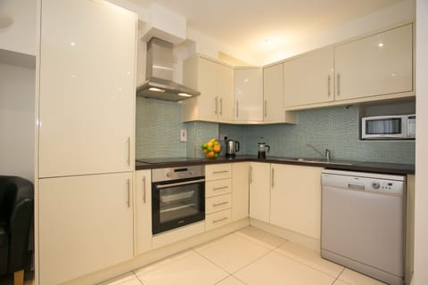 City Apartment, 1 Bedroom, Kitchen, City View | Private kitchen | Full-size fridge, microwave, oven, stovetop