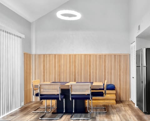 Dining room with custom made bench , chairs and Table for 6 people 