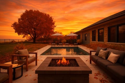 Cozy outdoor living, perfect for taking in a fall sunset over Lake Erie.