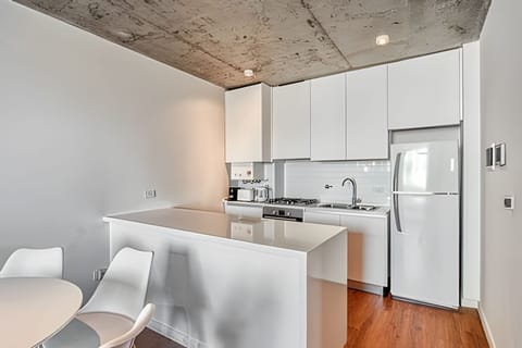 Apartment | Private kitchen | Full-size fridge, microwave, oven, stovetop