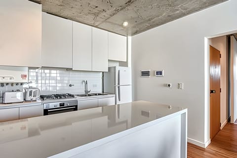 Apartment | Private kitchen | Full-size fridge, microwave, oven, stovetop