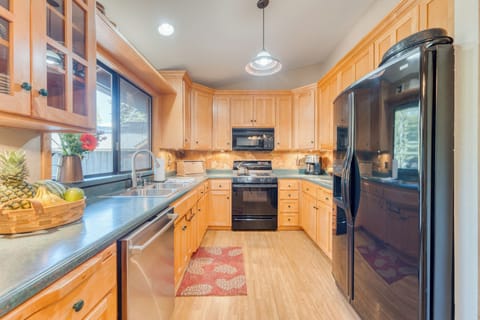 Fully-stocked kitchen.