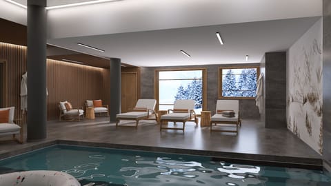 Indoor pool, sun loungers