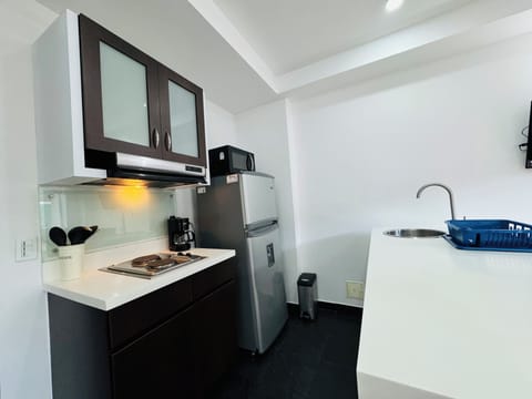 Junior Room, 1 Double Bed | Private kitchen | Fridge, microwave, stovetop, espresso maker