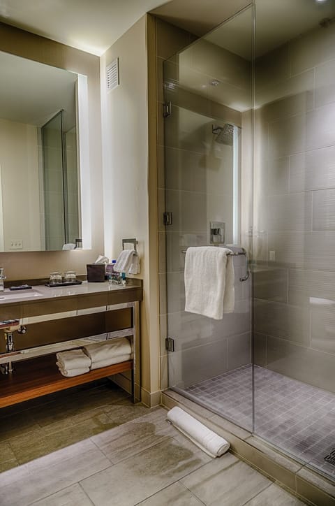 Standard Room, 2 Queen Beds | Bathroom | Shower, hair dryer, bathrobes, towels
