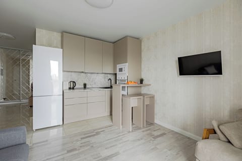 Comfort Apartment, City View | Private kitchen | Full-size fridge, microwave, oven, stovetop