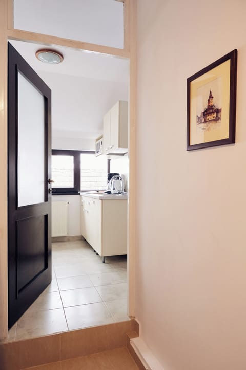 Romantic Apartment | Private kitchen | Full-size fridge, microwave, oven, stovetop