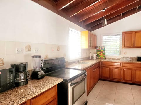 Villa | Private kitchen | Fridge, microwave, oven, stovetop