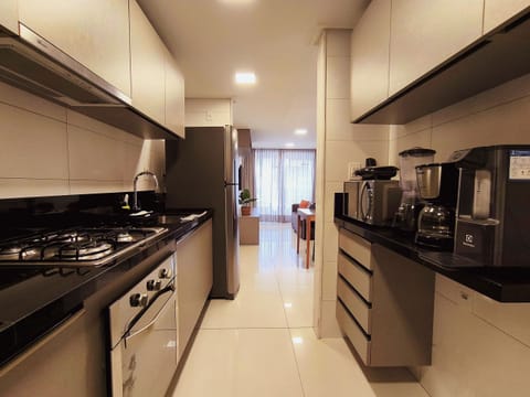 Family Apartment | Private kitchen | Fridge, microwave, cookware/dishes/utensils