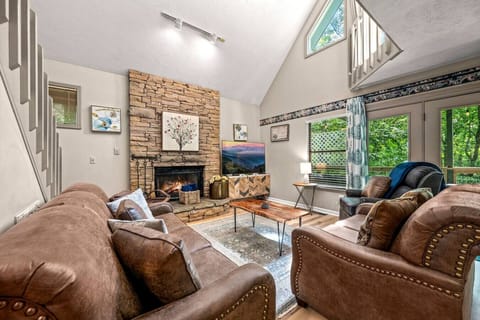 The large windows let in plenty of natural light from the private deck.