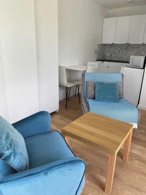 Living space once bed stored away. Chair-bed may be used as 2nd bed