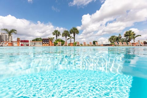 Outdoor pool, pool umbrellas