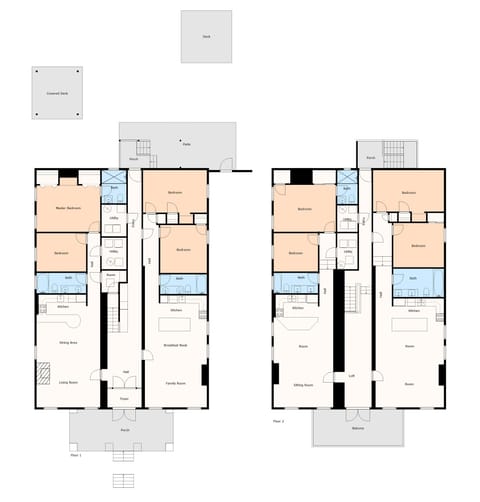 2D Floor Plan of the two levels