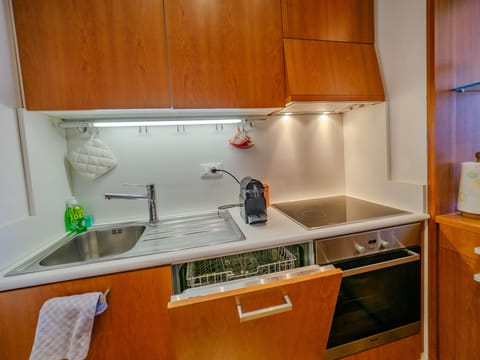 Design Apartment, Sea View | Private kitchen | Fridge, oven, stovetop, coffee grinder