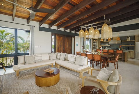 Buttonwood 4 bedroom; 4 bath Oceanfront Villa w/private pool | Living area | 65-inch flat-screen TV with satellite channels, streaming services