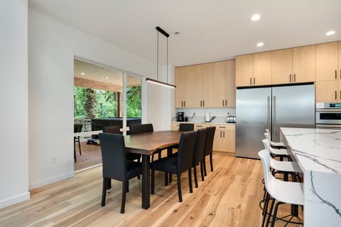Custom built single slab walnut table