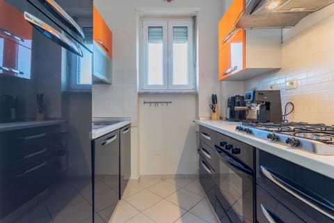 Apartment, Balcony, City View | Private kitchen | Full-size fridge, oven, stovetop, dishwasher