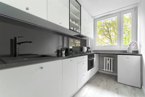 Deluxe Apartment | Private kitchen | Fridge, stovetop, electric kettle, toaster