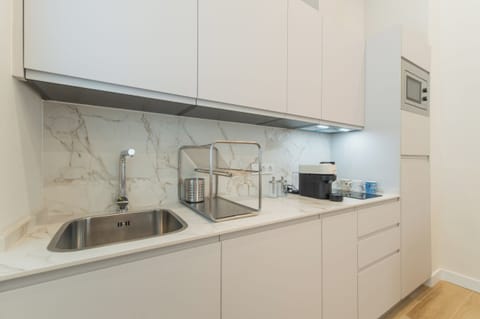 Luxury Apartment, Private Bathroom, City View | Private kitchen | Full-size fridge, microwave, oven, stovetop