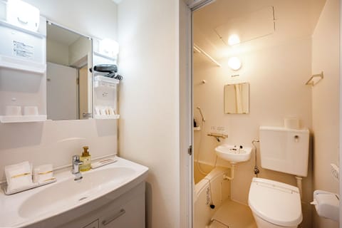 Combined shower/tub, free toiletries, hair dryer, towels