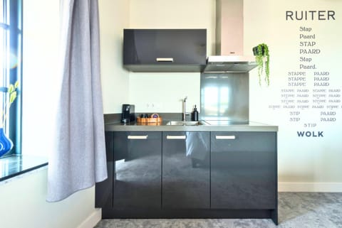 Efficient design meets modern charm in this cozy, well-appointed kitchen.

Boek een voordelig verblijf in een centraal gelegen hotel in Tilburg met moderne studio-appartementen. Ideaal voor een bezoek aan de Efteling, Beekse Bergen of om de stad te v