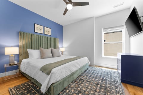 Singing the Blues in this fun and cozy Blue King Bedroom with Ensuite Bathroom