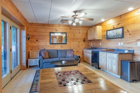 Queen-Size Sleeper Sofa in the Lower-Level Gaming Room