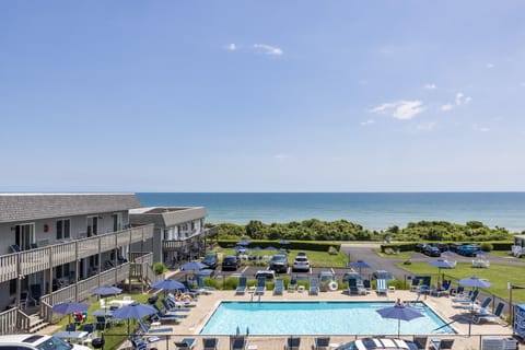 Outdoor pool, sun loungers